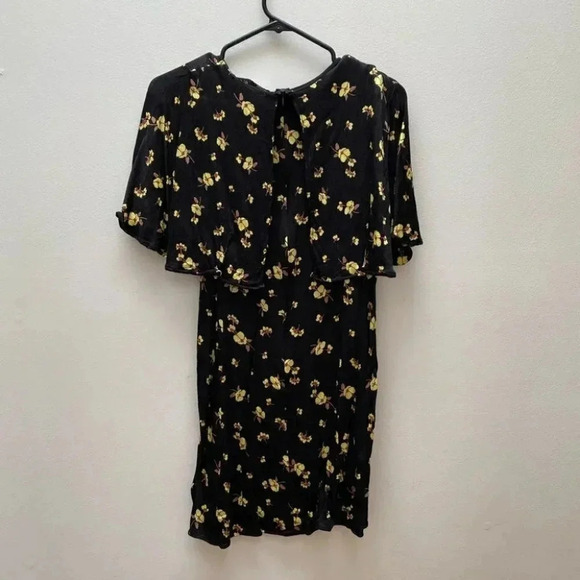 Zara - Black Yellow Flower Batwing Mini Dress - Picture 5 of 8